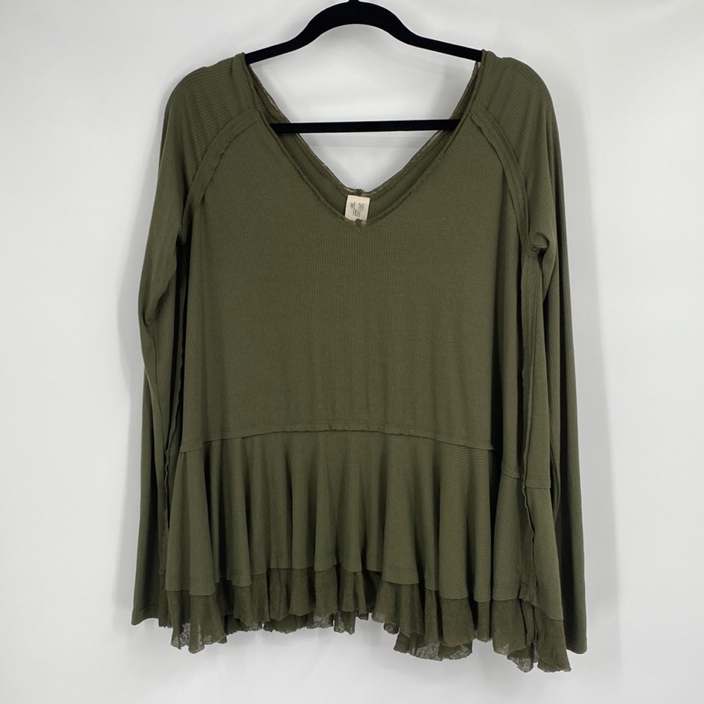 We The Free Free People Hunter Green Flowy Long Sleeve Top